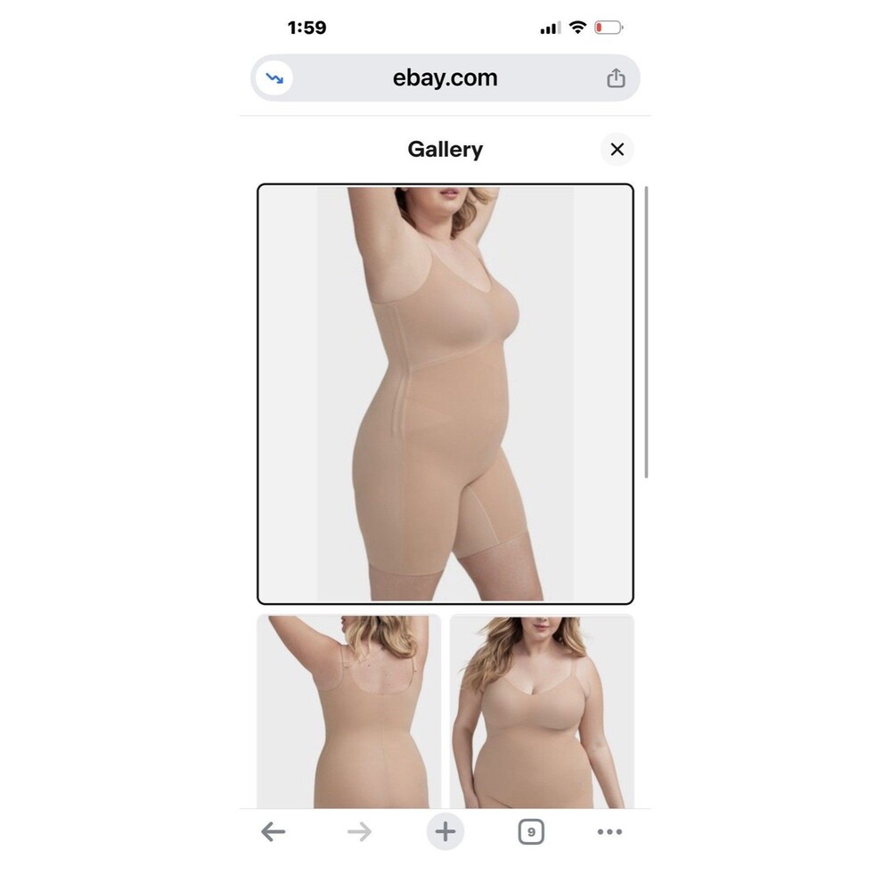 HoneyLove SuperPower Mid Thigh Bodysuit Size XL Sand Beige Nude Shapewear EUC